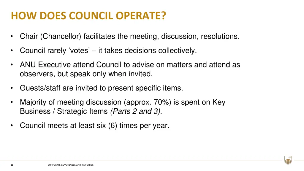 how does council operate