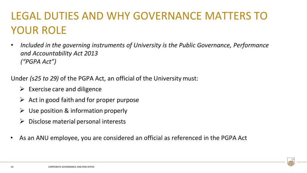legal duties and why governance matters to your