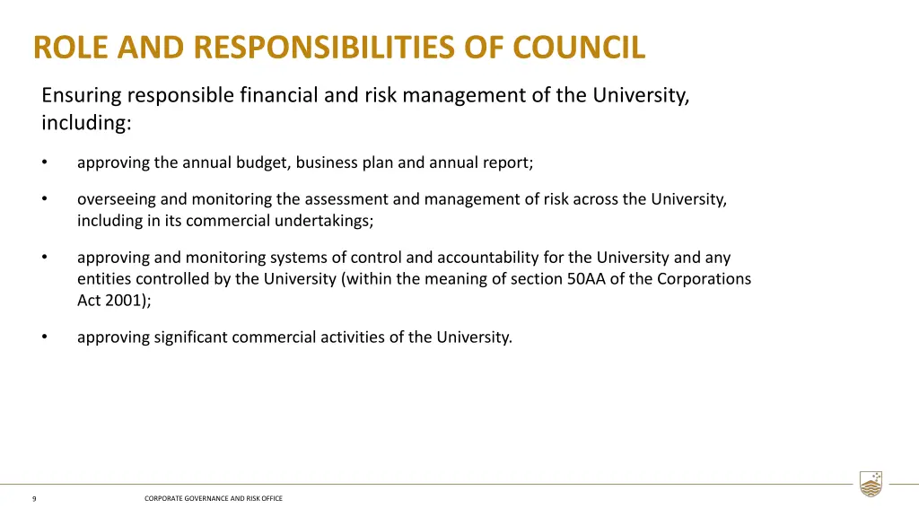 role and responsibilities of council 1