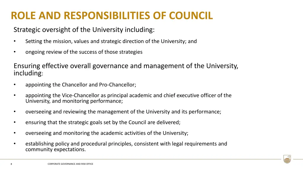 role and responsibilities of council