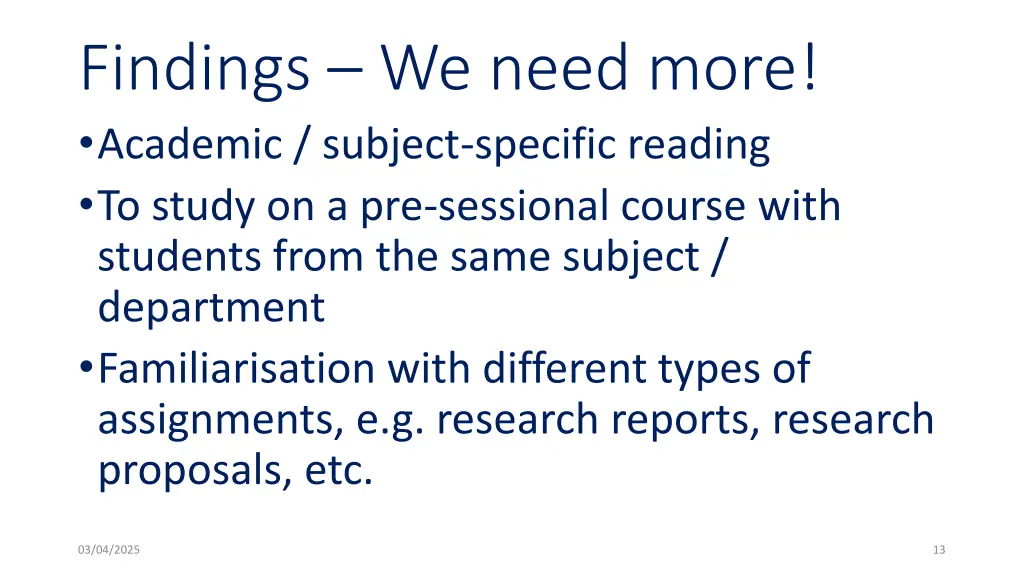 findings we need more academic subject specific