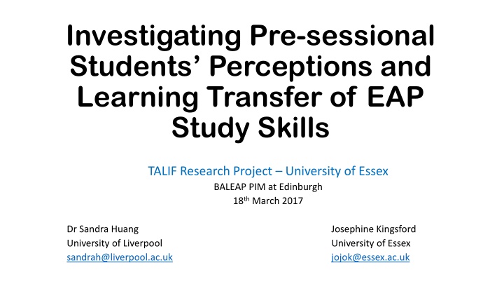 investigating pre sessional students perceptions