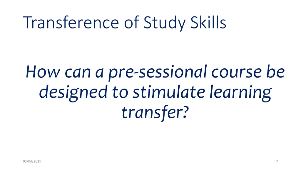 transference of study skills
