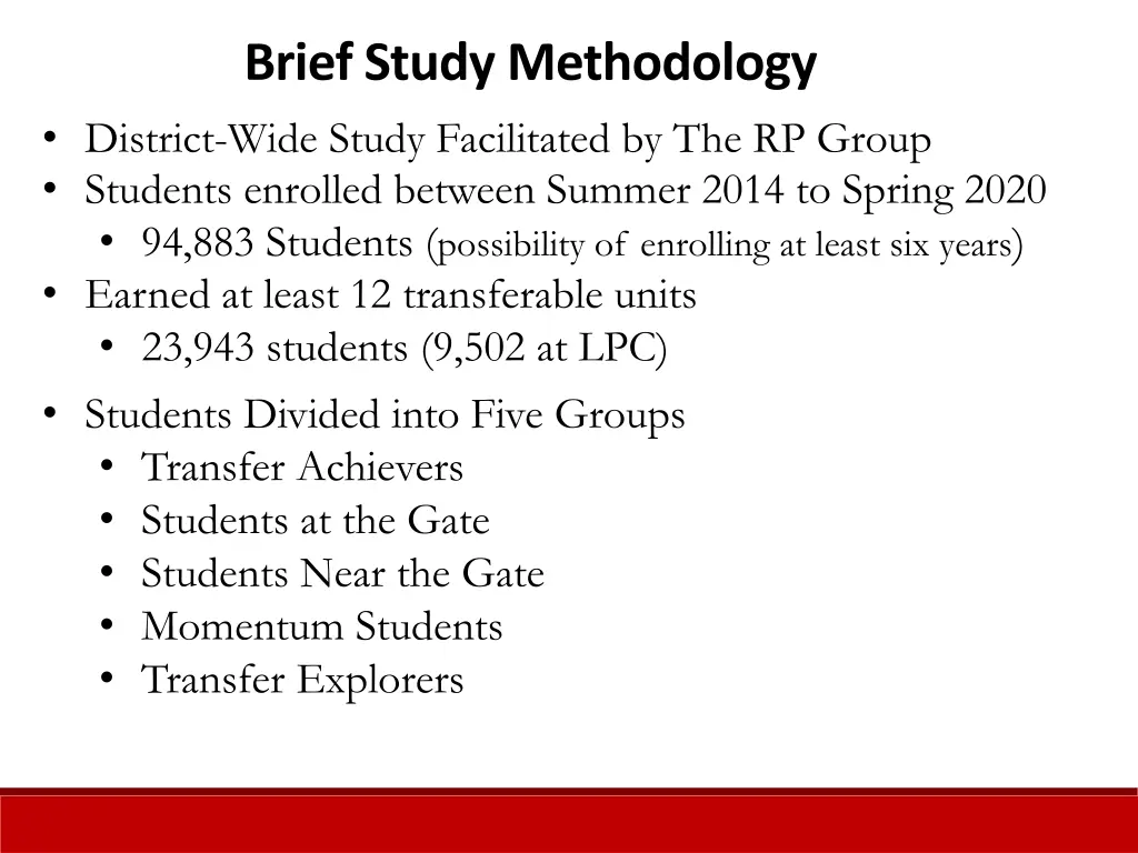 brief study methodology district wide study