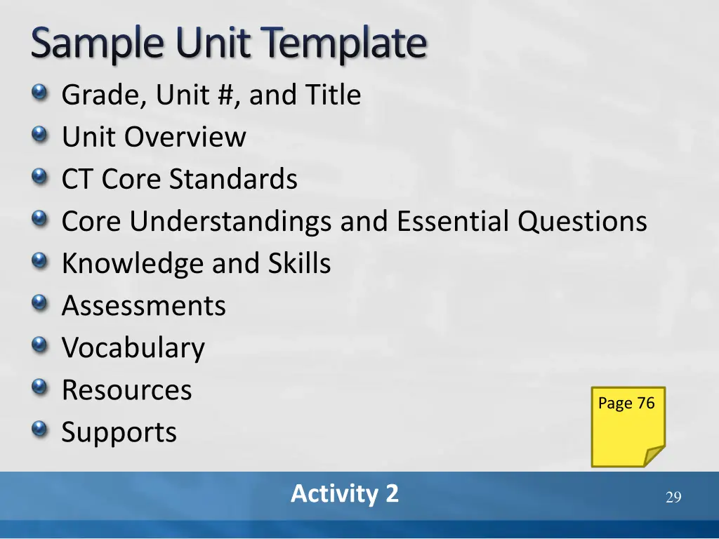 sample unit template grade unit and title unit