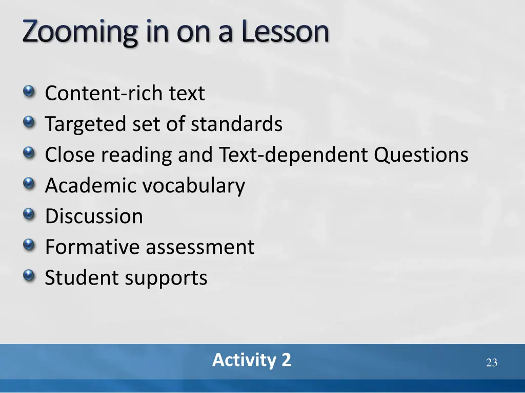 zooming in on a lesson