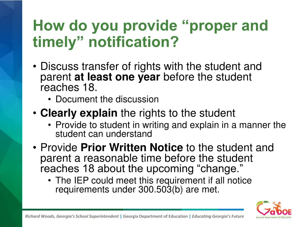 how do you provide proper and timely notification