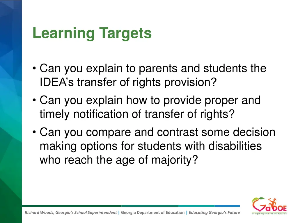 learning targets 1