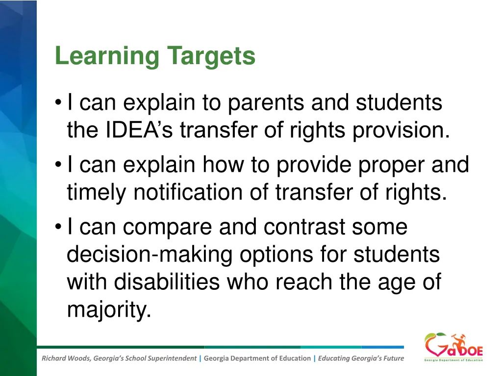learning targets