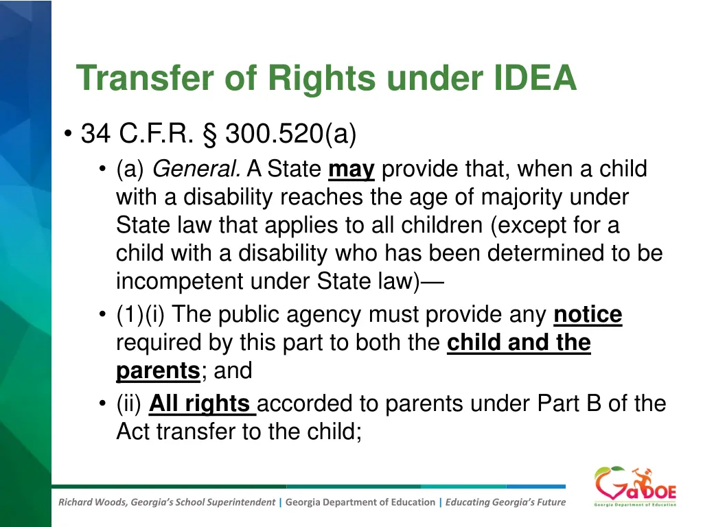 transfer of rights under idea 1