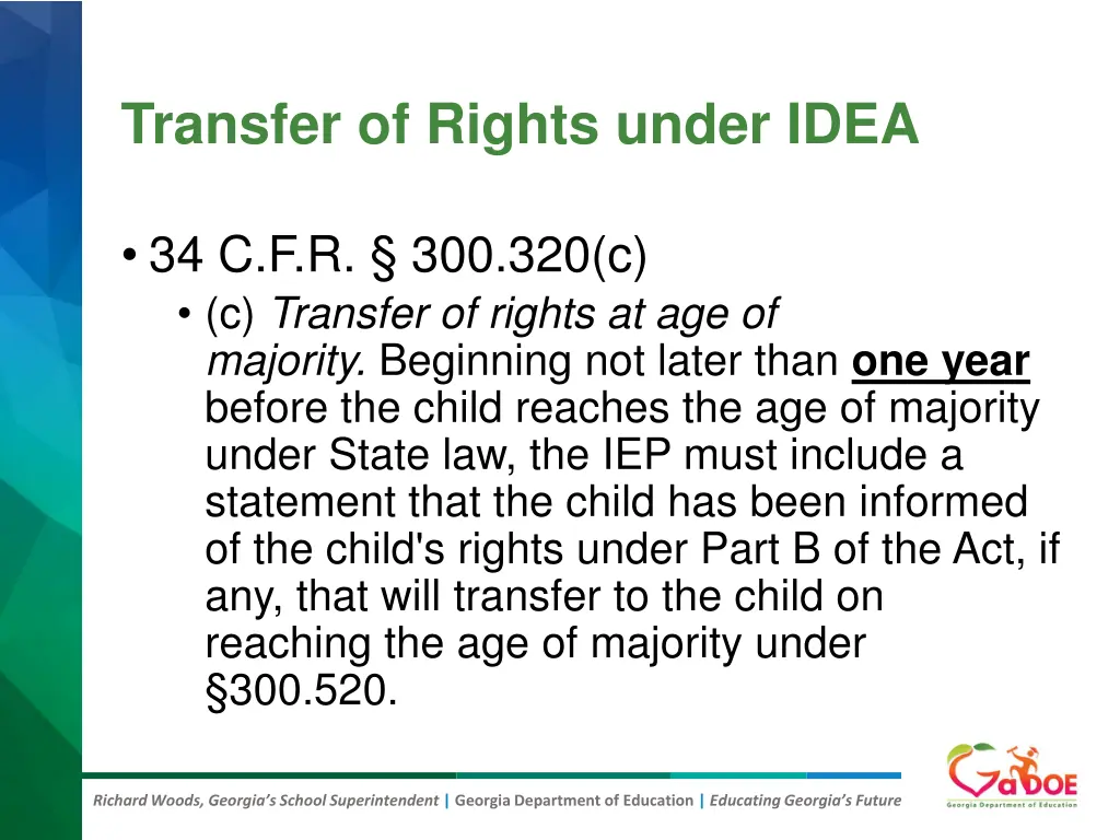 transfer of rights under idea 4
