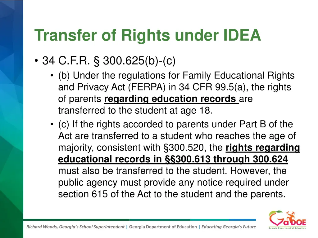 transfer of rights under idea