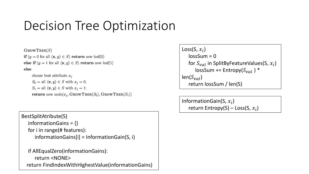 decision tree optimization
