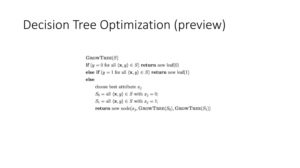 decision tree optimization preview