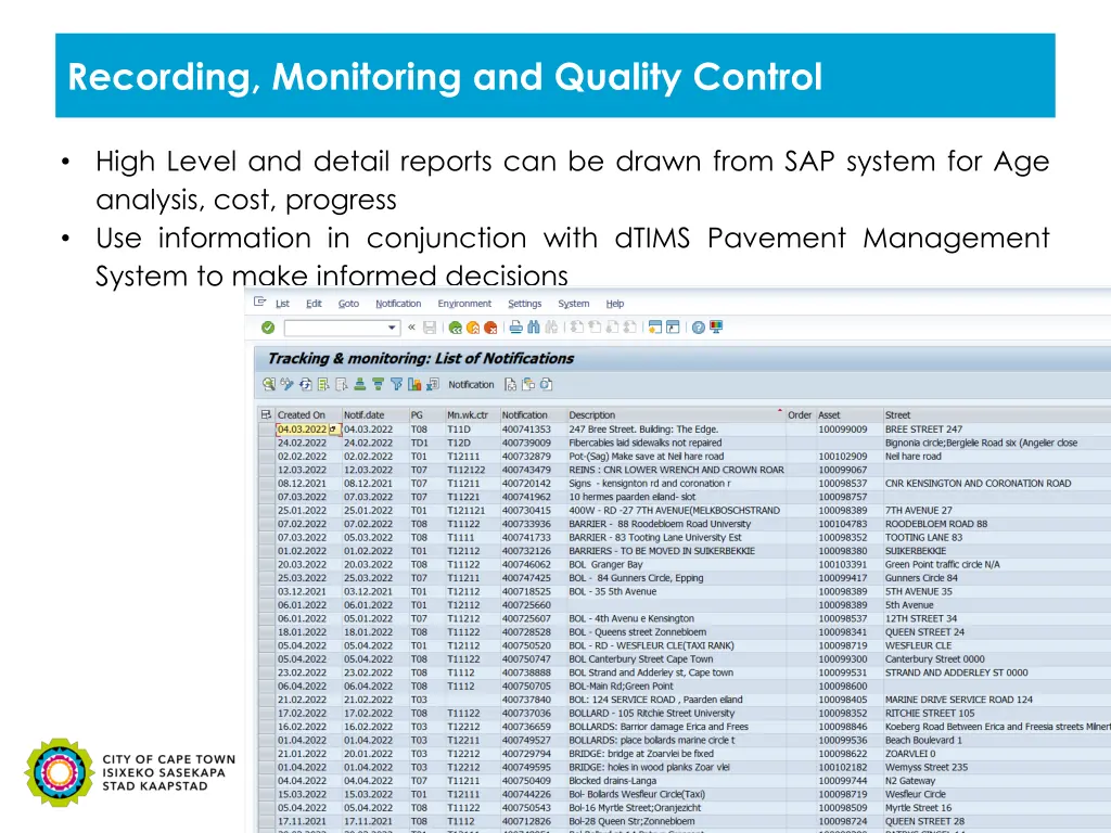 recording monitoring and quality control