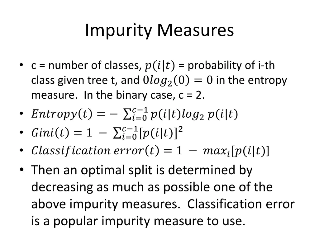 impurity measures