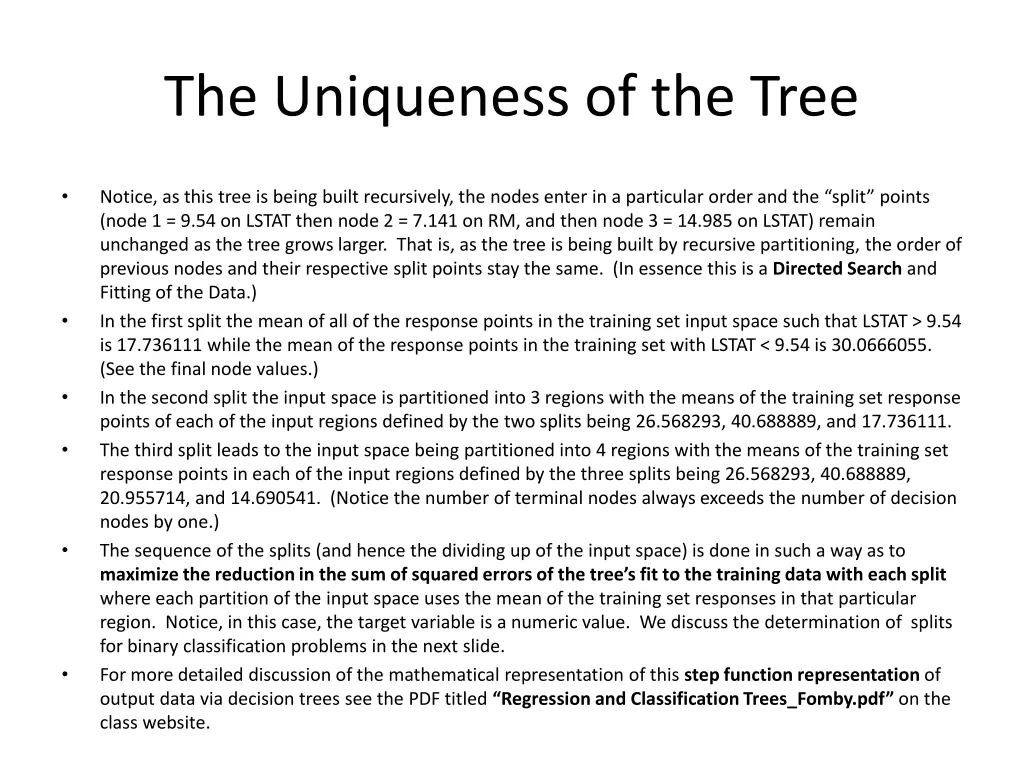 the uniqueness of the tree