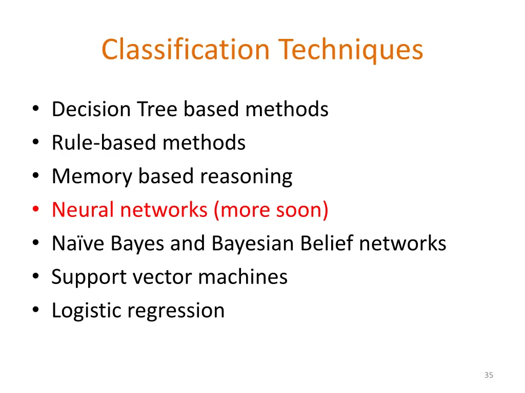 classification techniques