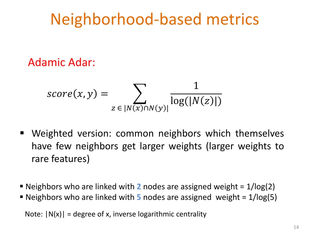 neighborhood based metrics 1