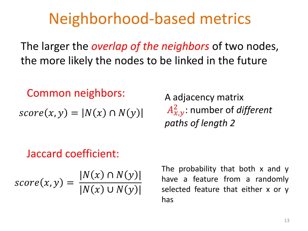 neighborhood based metrics