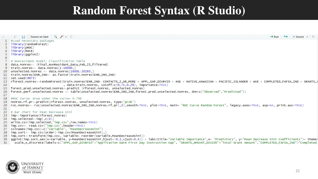 random forest syntax r studio