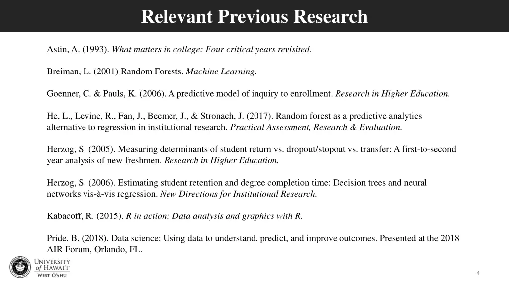 relevant previous research