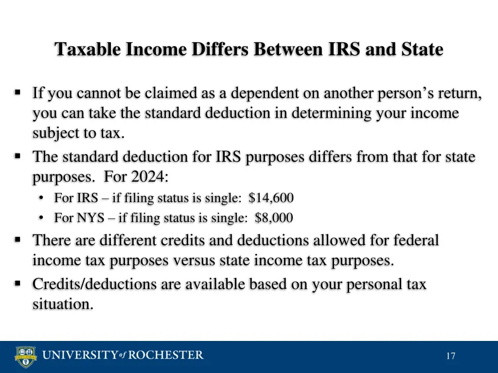 taxable income differs between irs and state