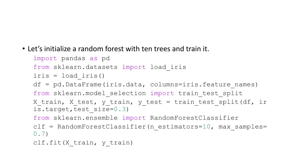 let s initialize a random forest with ten trees