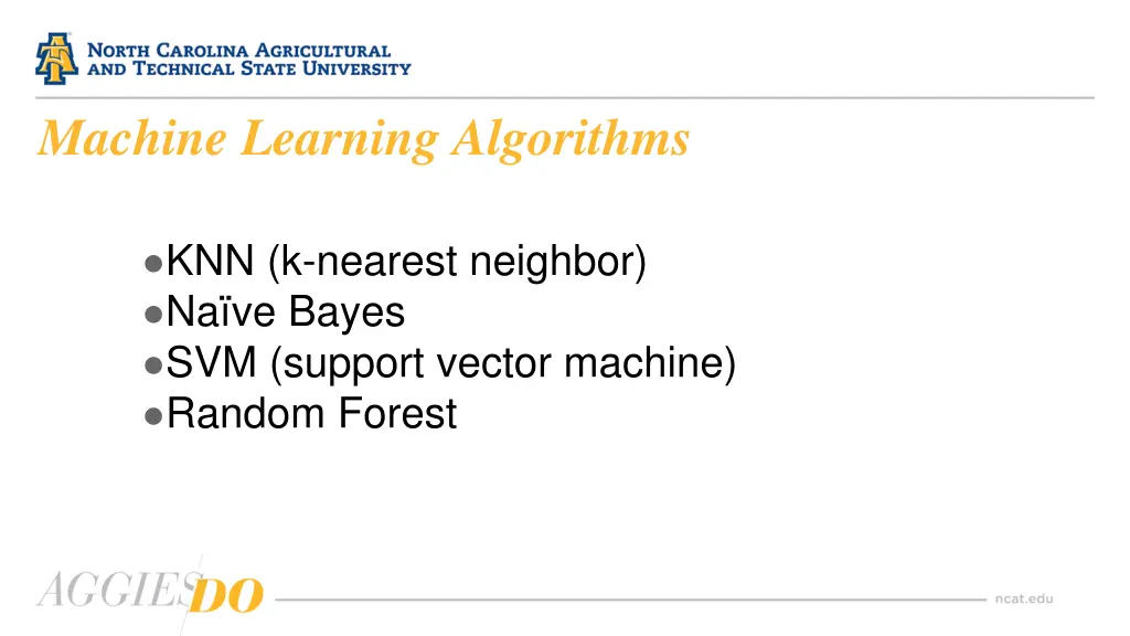 machine learning algorithms