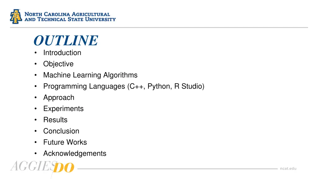 outline introduction objective machine learning