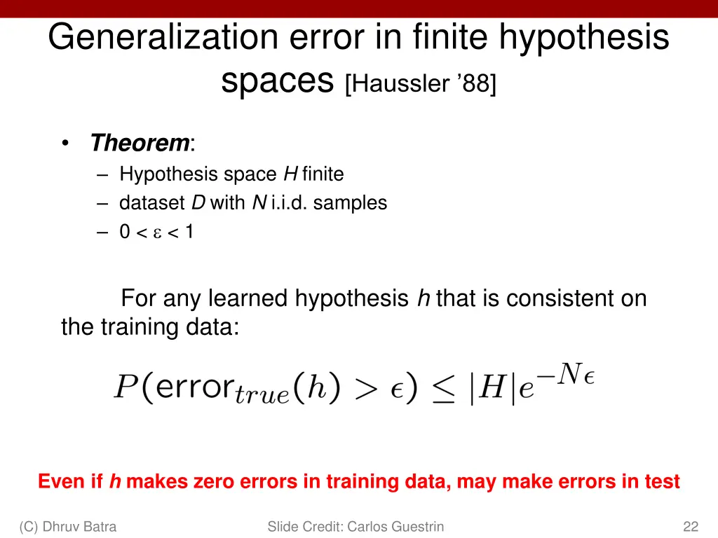 generalization error in finite hypothesis spaces