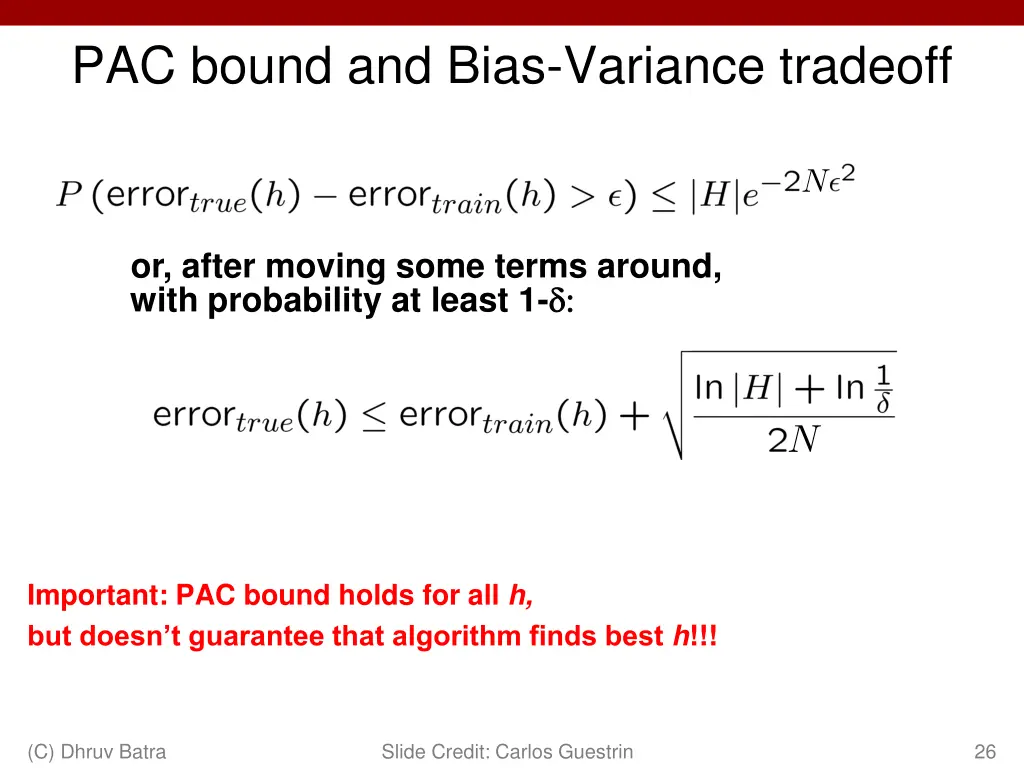 pac bound and bias variance tradeoff