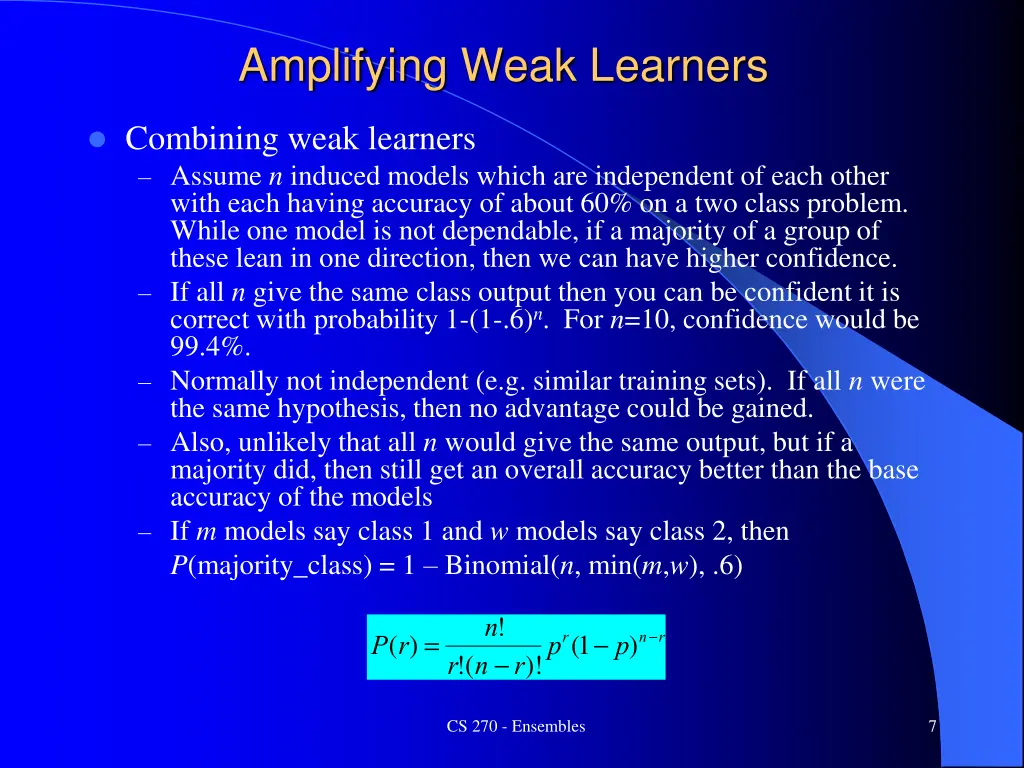amplifying weak learners