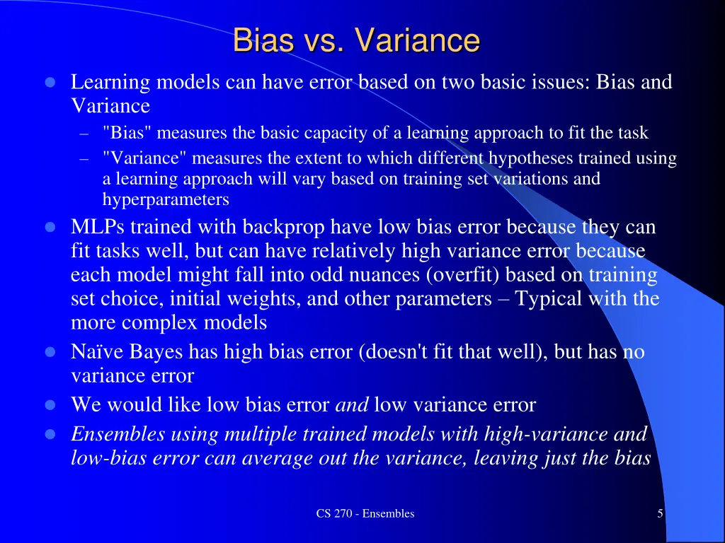 bias vs variance