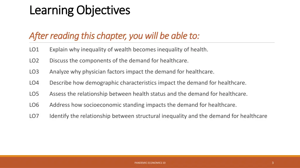 learning objectives learning objectives
