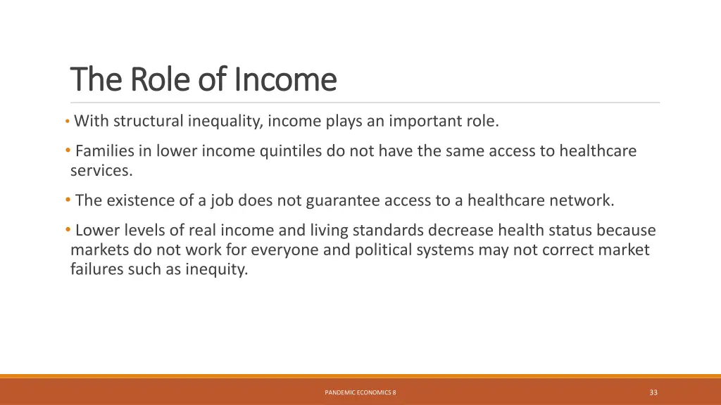 the role of income the role of income