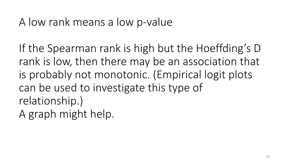 a low rank means a low p value