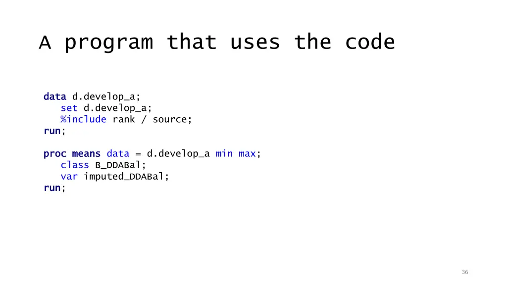 a program that uses the code