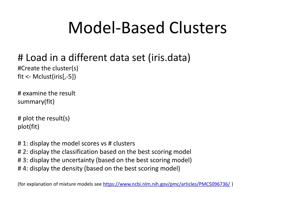 model based clusters 1