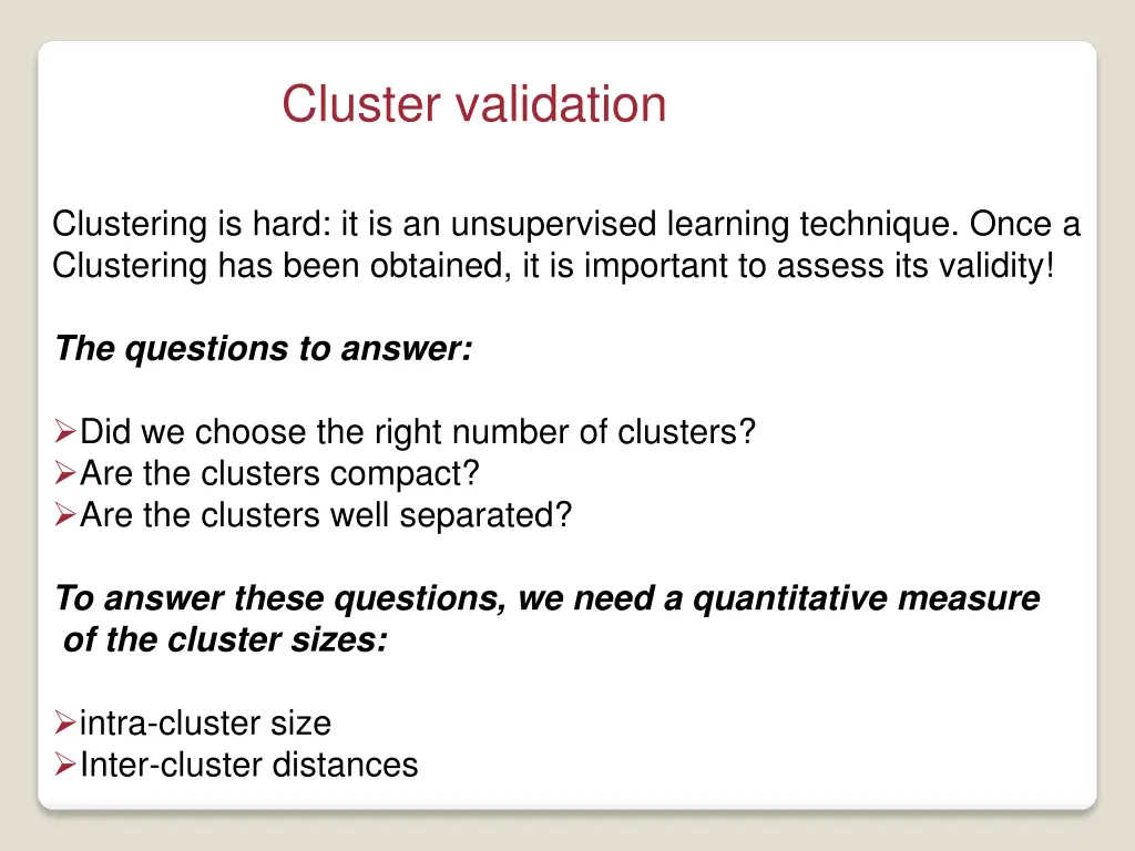 cluster validation