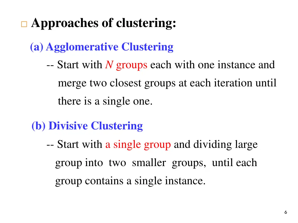 approaches of clustering