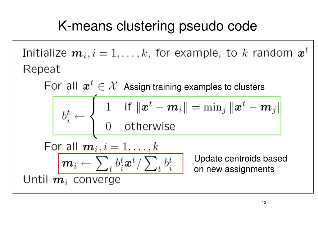 k means clustering pseudo code