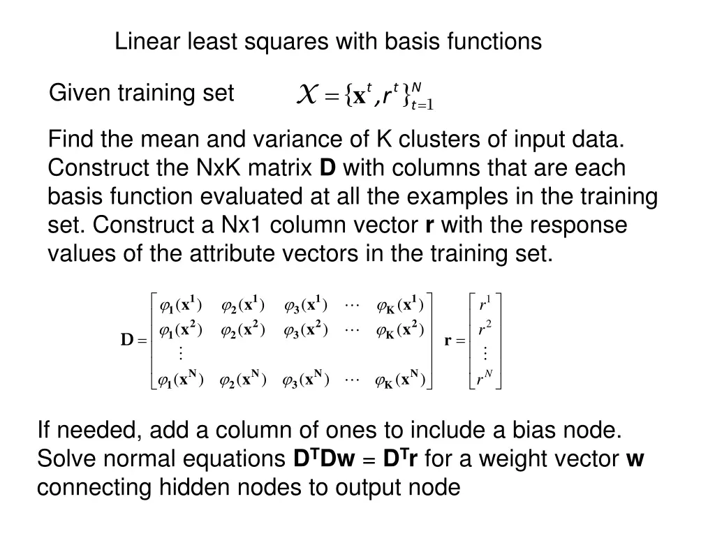 linear least squares with basis functions