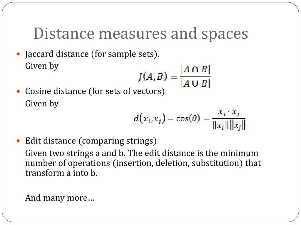 distance measures and spaces 1