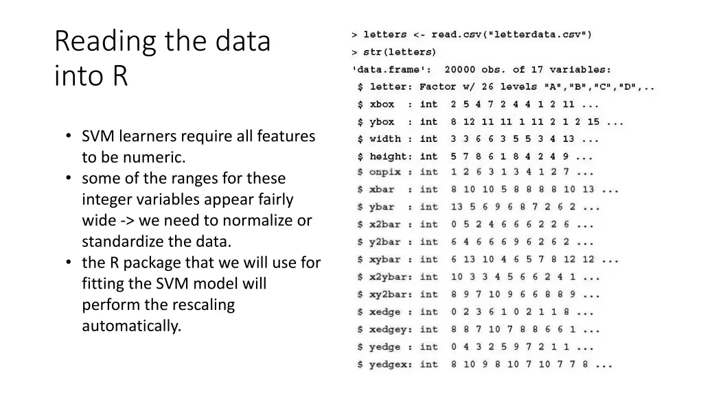 reading the data into r