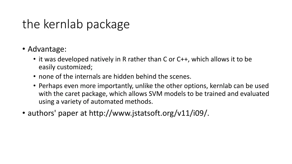 the kernlab package