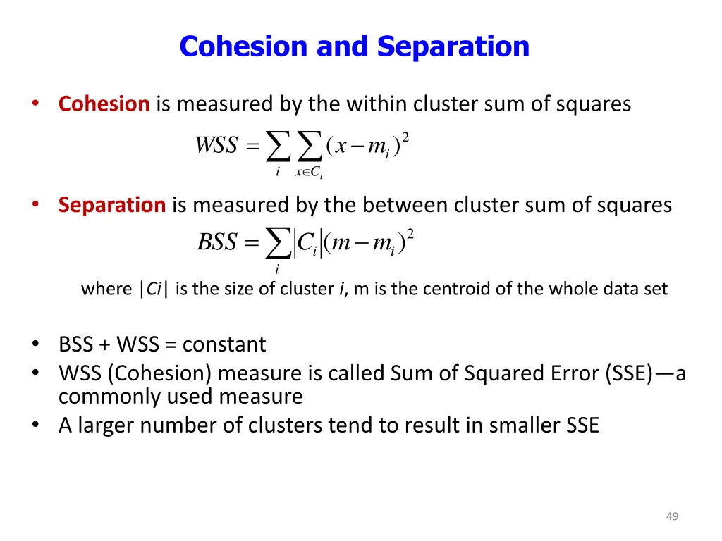 cohesion and separation