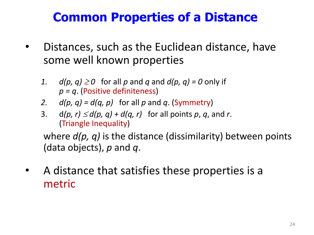 common properties of a distance