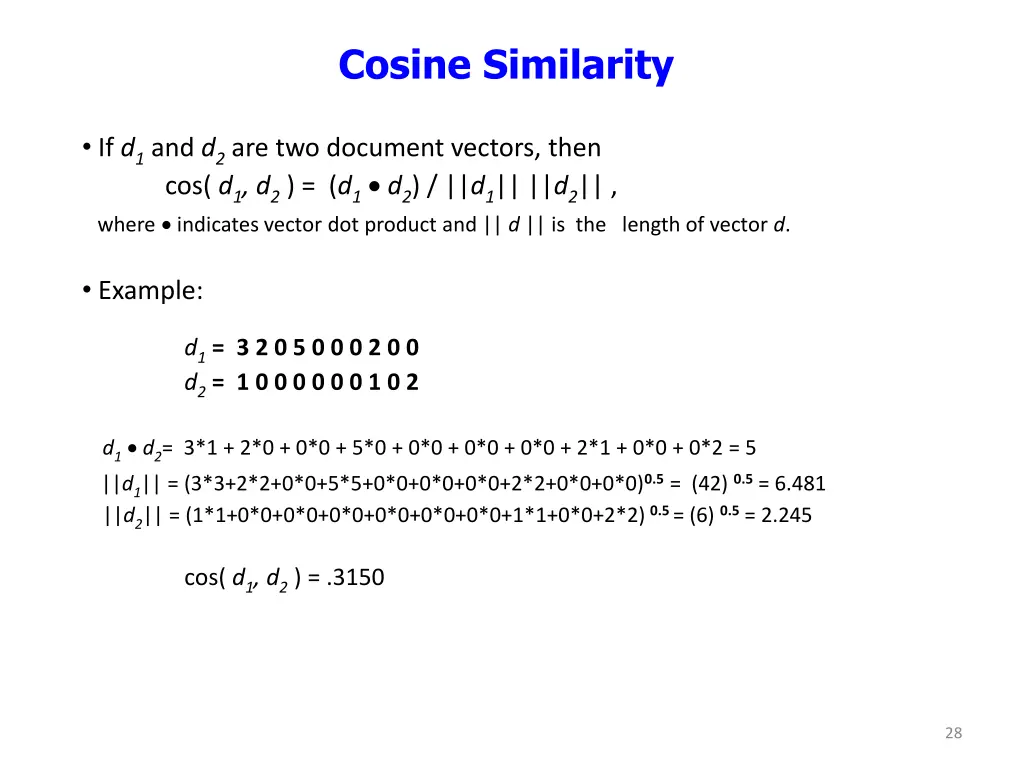 cosine similarity