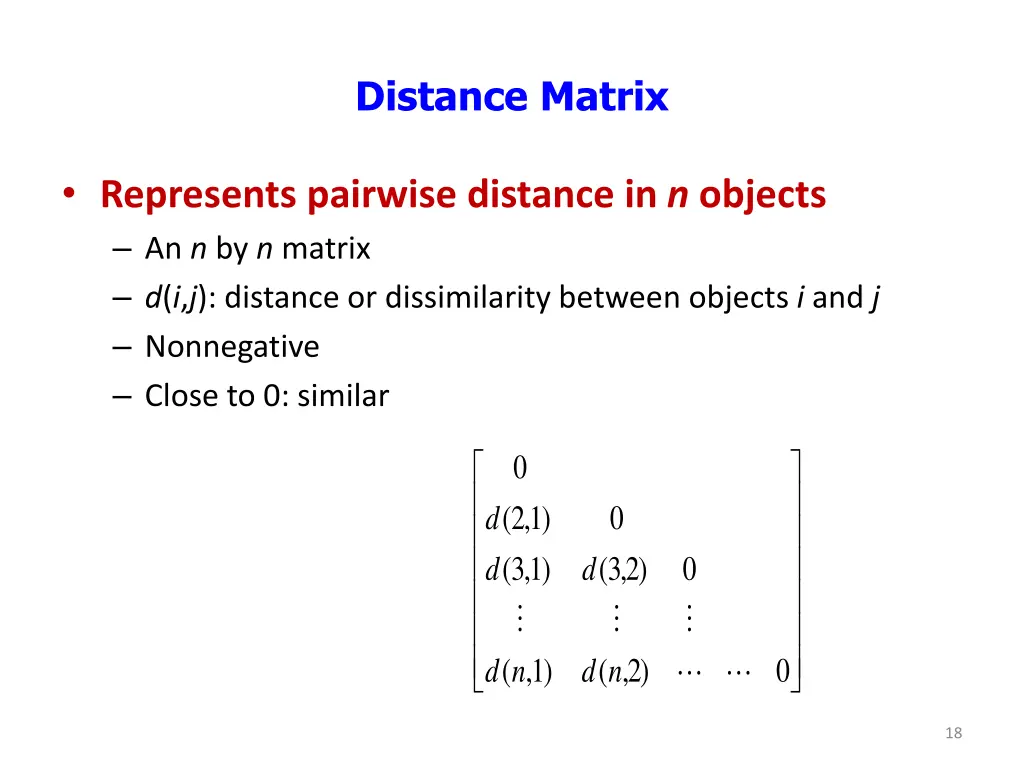 distance matrix